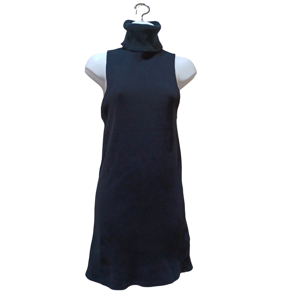 FP Beach Sloane Waffle Knit Mini Dress Womens XS Black 90s Grunge Y2K Indie USA